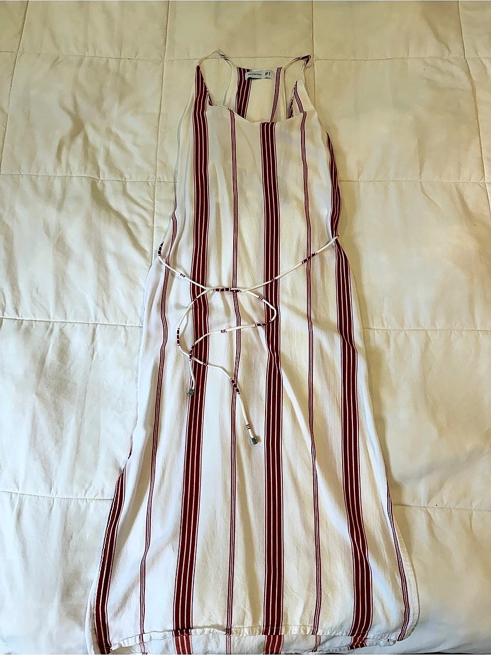 Faithfull Striped Maxi Dress in Red & White Size Medium